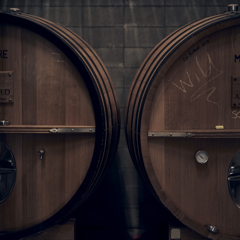 Mr and Mrs Foudre- barrels for wild fermentation of the Fumé Sauvignon Blanc